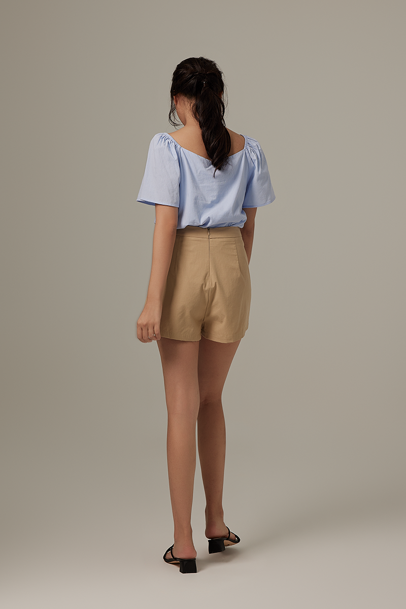 Aileen Elasticated Blouse in Baby Blue