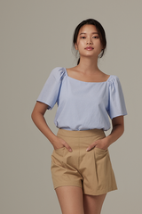 Aileen Elasticated Blouse in Baby Blue