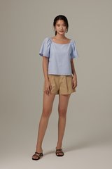 Aileen Elasticated Blouse in Baby Blue