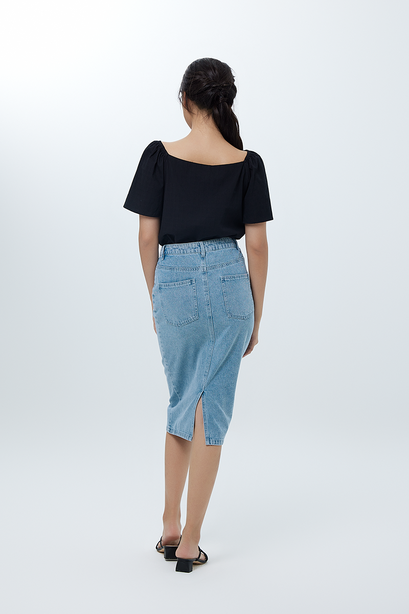 Aileen Elasticated Blouse in Black