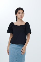 Aileen Elasticated Blouse in Black