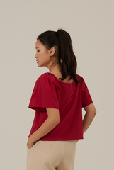 Aileen Elasticated Blouse in Cherry