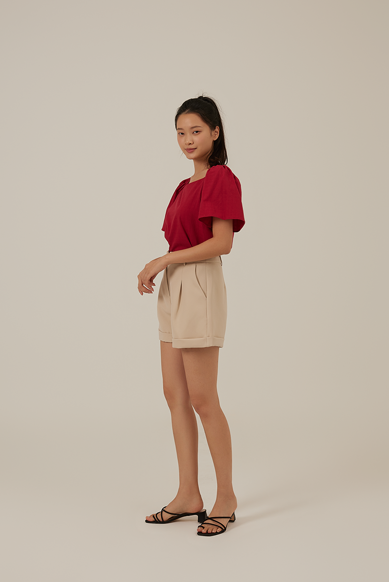 Aileen Elasticated Blouse in Cherry