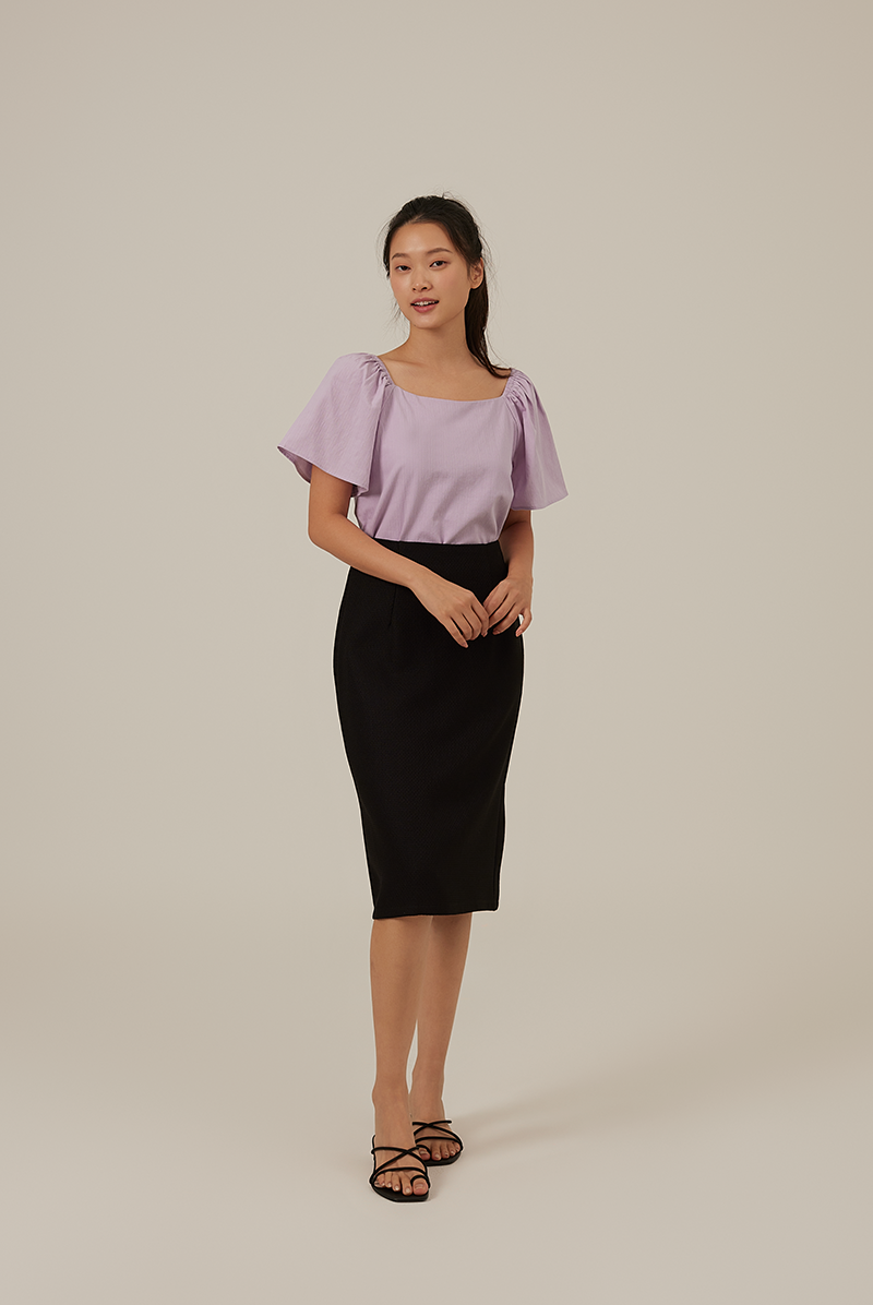 Aileen Elasticated Blouse in Lavender