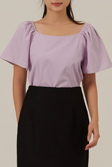 Aileen Elasticated Blouse in Lavender