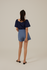 Aileen Elasticated Blouse in Navy Blue