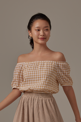 Hera Gingham Top in Khaki