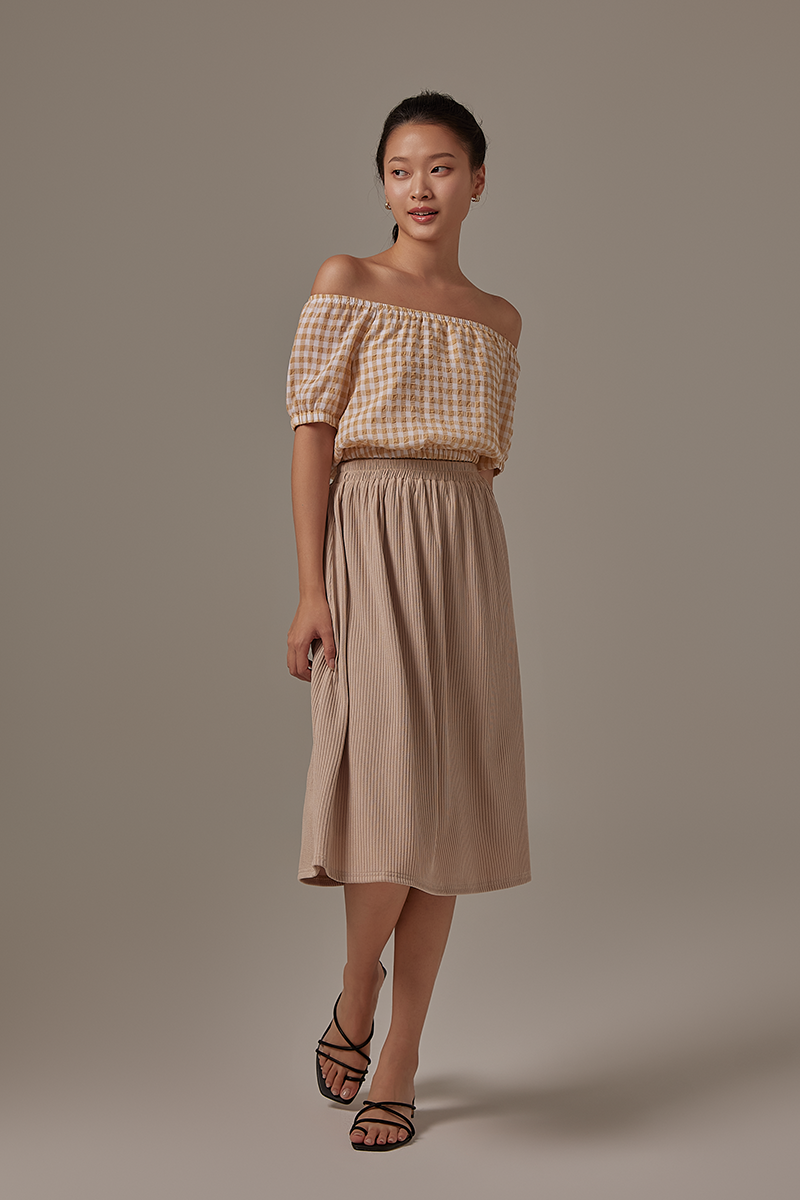 Hera Gingham Top in Khaki