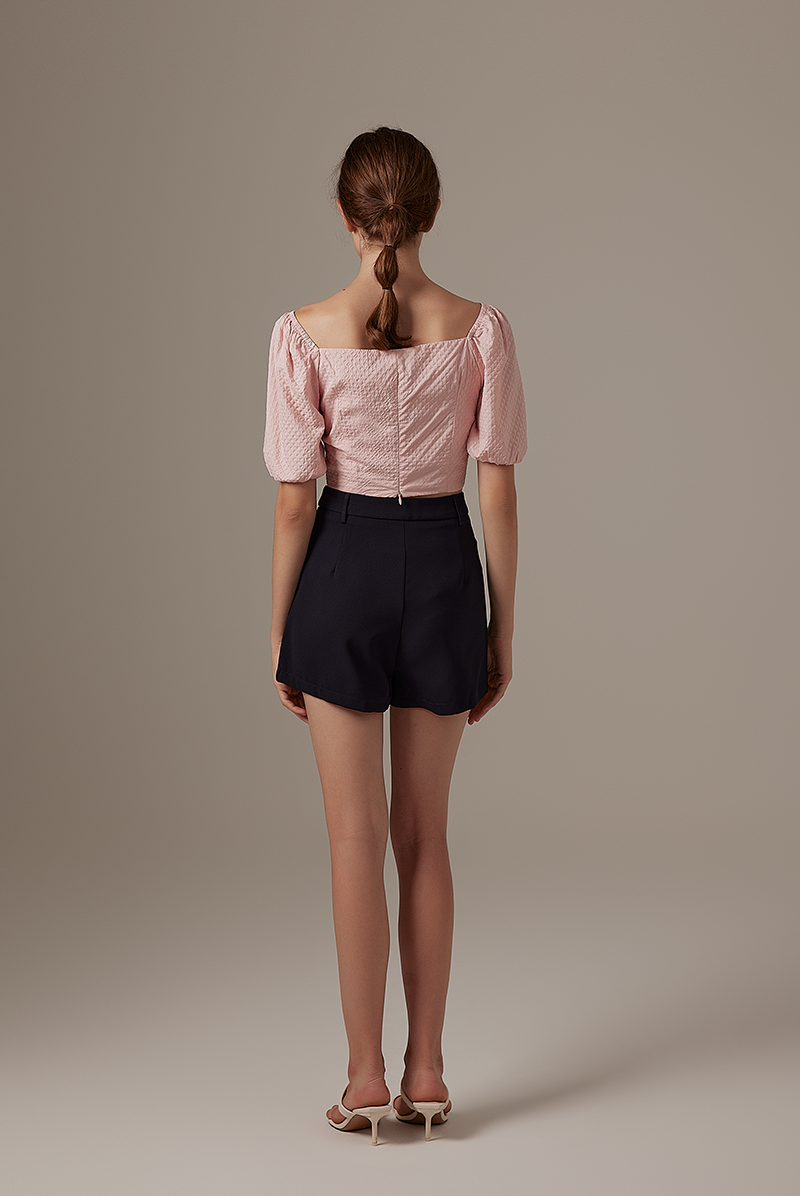 Cayla Ruched Sweetheart Top in Blush