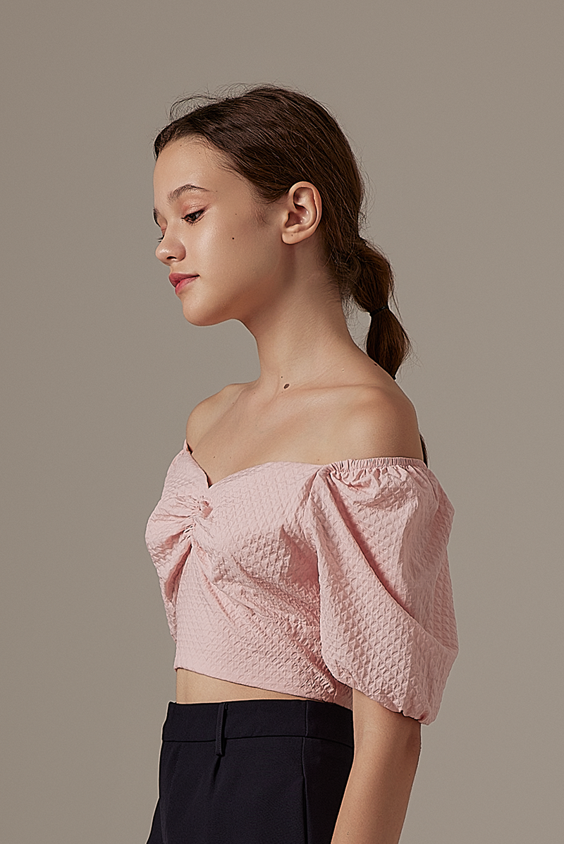 Cayla Ruched Sweetheart Top in Blush