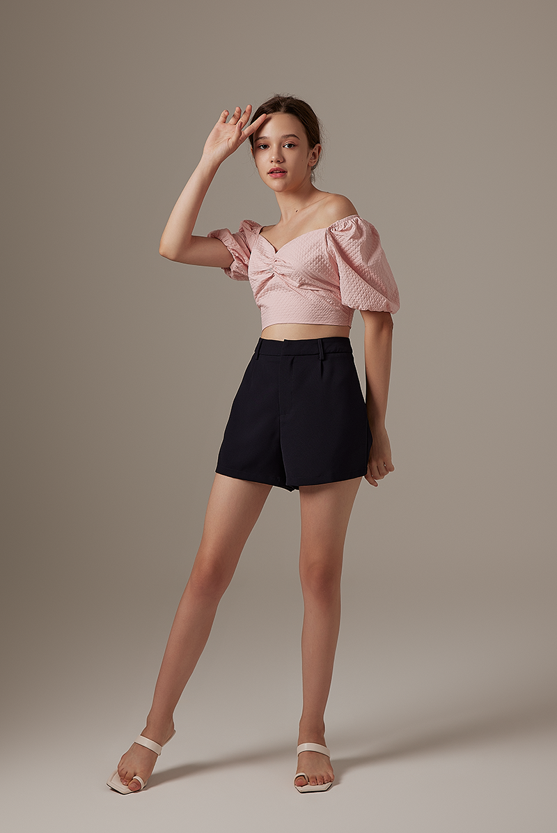 Cayla Ruched Sweetheart Top in Blush