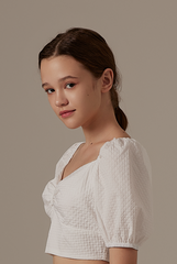 Cayla Ruched Sweetheart Top in White