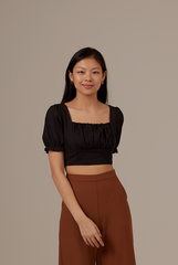 Jeradine Ruched Crop Top in Black