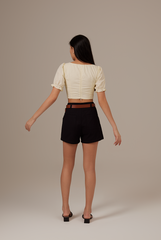 Jeradine Ruched Crop Top in Vanilla