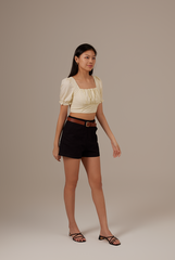 Jeradine Ruched Crop Top in Vanilla