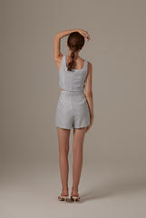 Tania Checkered Tweed Cami in Dusty Blue