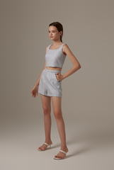 Tania Checkered Tweed Cami in Dusty Blue