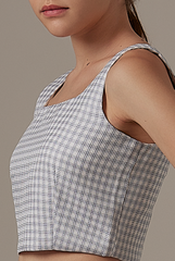 Tania Checkered Tweed Cami in Dusty Blue