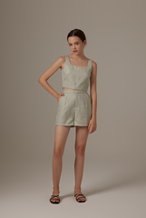 Tania Checkered Tweed Cami in Sage Green