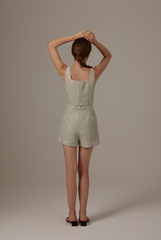 Tania Checkered Tweed Cami in Sage Green