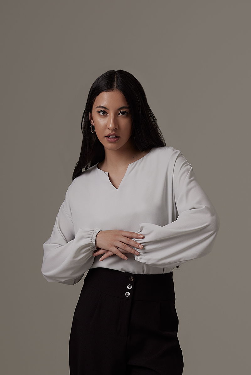 Marcelle Cut-out Blouse in Grey