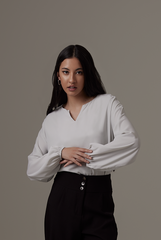 Marcelle Cut-out Blouse in Grey
