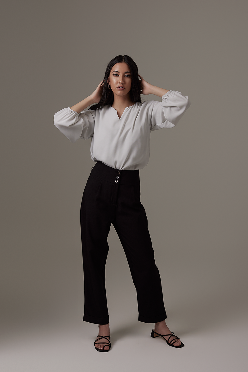 Marcelle Cut-out Blouse in Grey