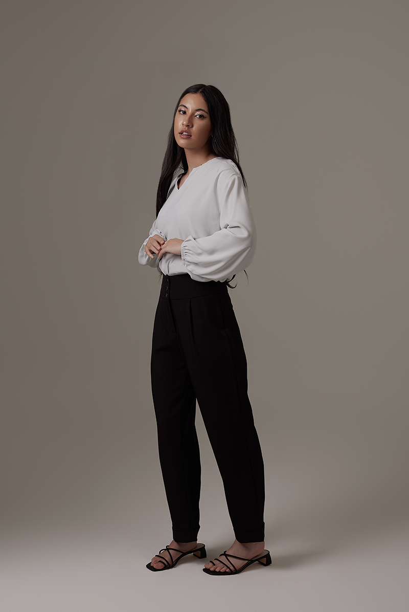 Marcelle Cut-out Blouse in Grey