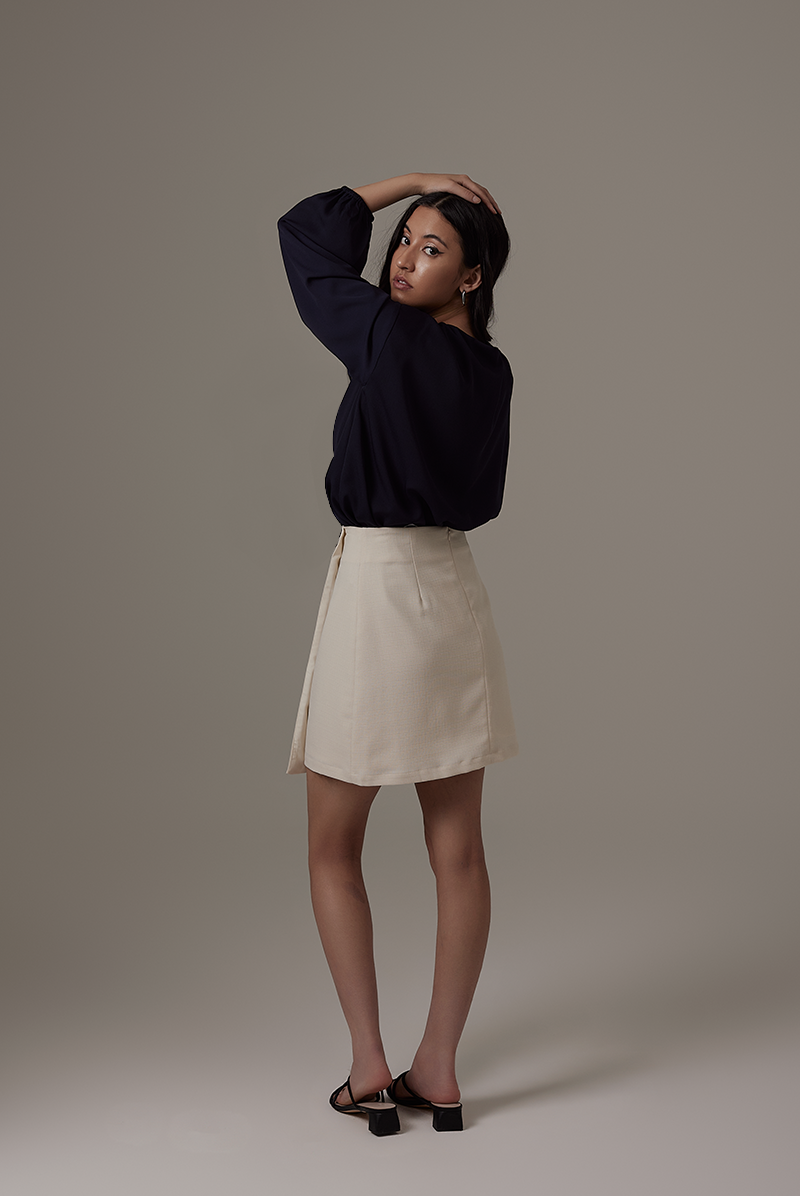 Marcelle Cut-out Blouse in Navy Blue