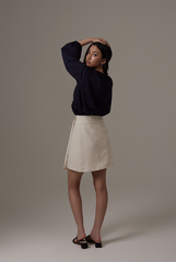 Marcelle Cut-out Blouse in Navy Blue