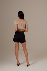 Addie Elasticated Crop Top in Clay