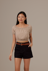 Addie Elasticated Crop Top in Clay