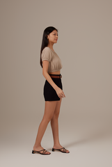 Addie Elasticated Crop Top in Clay