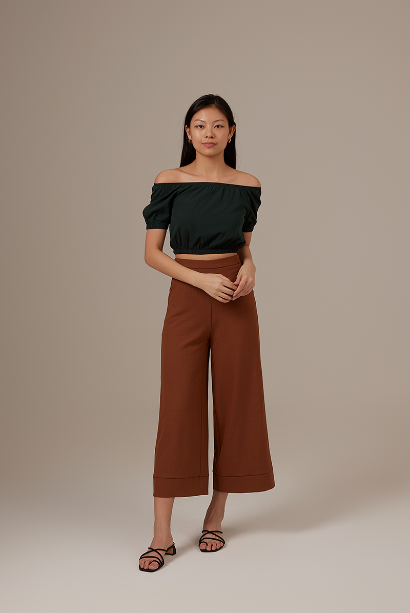 Addie Elasticated Crop Top in Pine