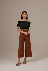 Addie Elasticated Crop Top in Pine
