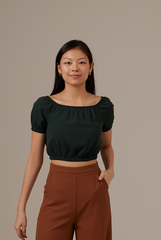 Addie Elasticated Crop Top in Pine