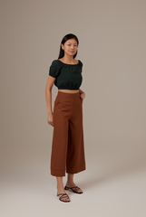 Addie Elasticated Crop Top in Pine