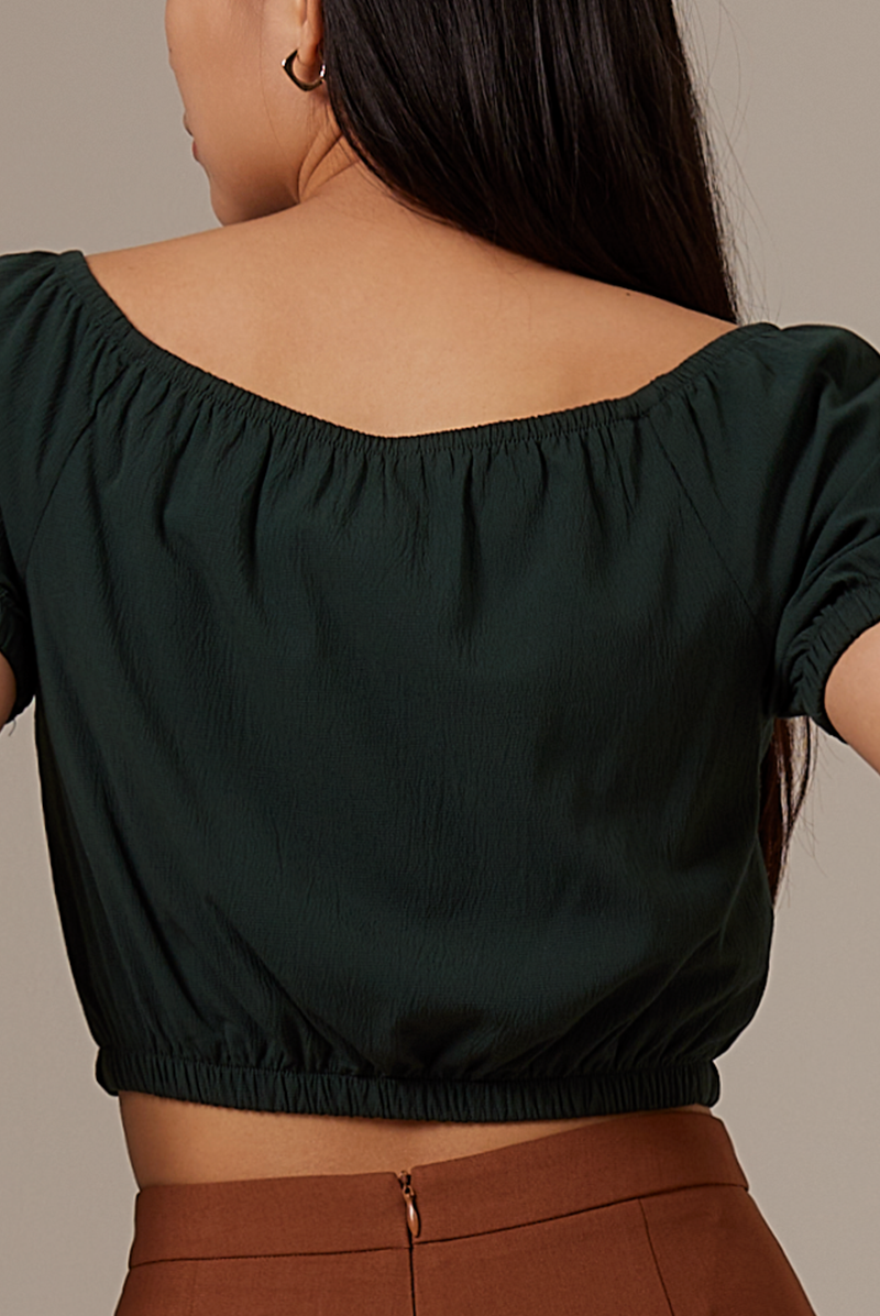 Addie Elasticated Crop Top in Pine