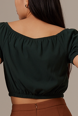 Addie Elasticated Crop Top in Pine