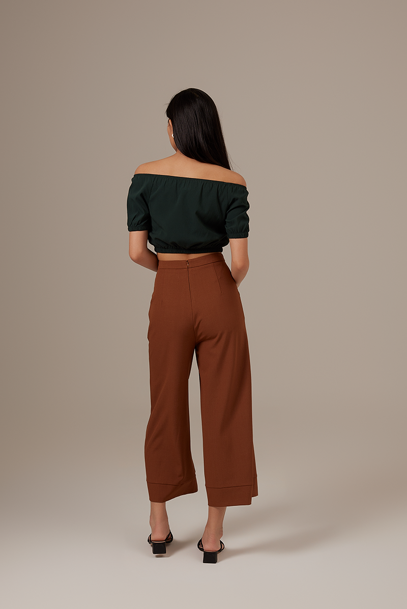 Addie Elasticated Crop Top in Pine