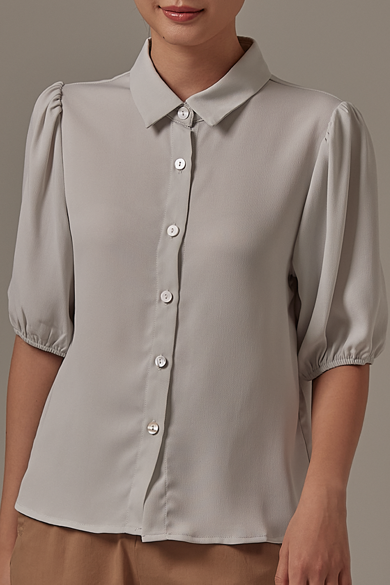 Lexie Button Up Shirt in Light Grey