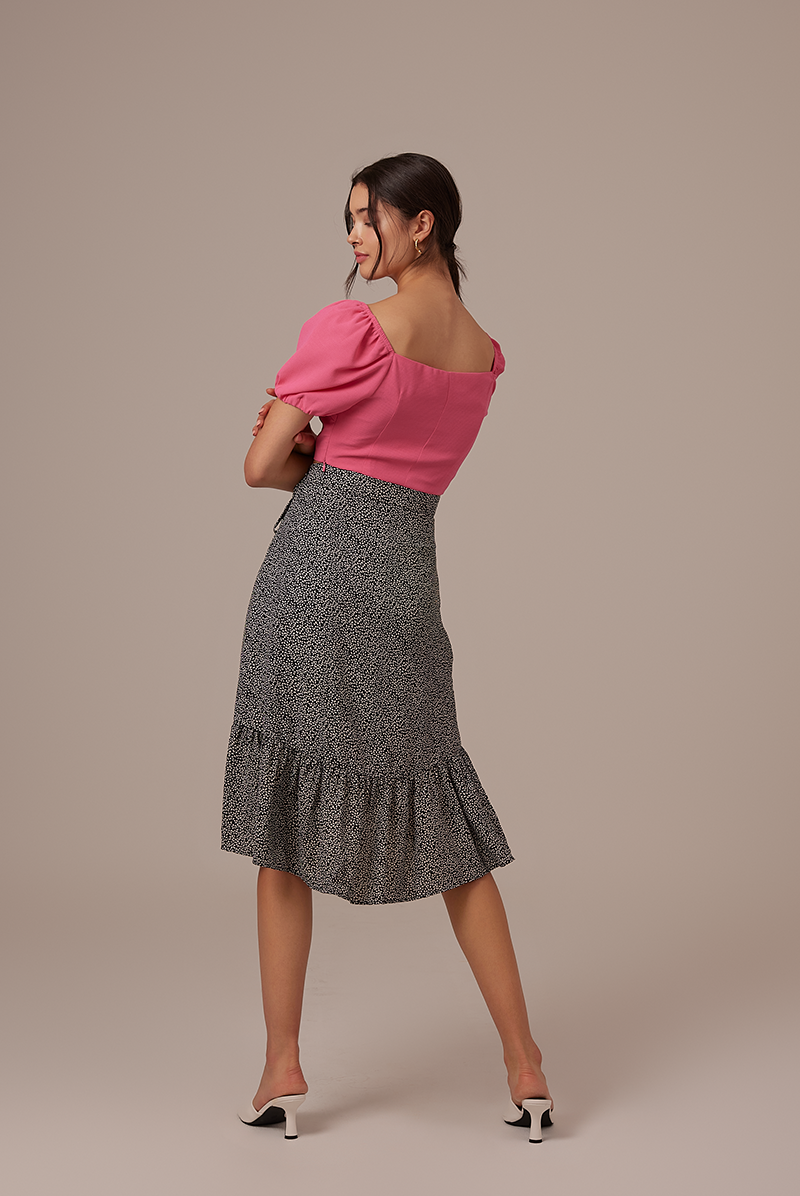 Hana Puff Sleeves Top in Hot Pink