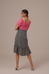 Hana Puff Sleeves Top in Hot Pink