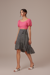 Hana Puff Sleeves Top in Hot Pink