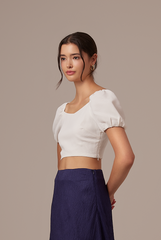 Hana Puff Sleeves Top in White
