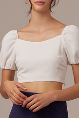 Hana Puff Sleeves Top in White