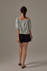 Dana Textured Blouse in Jade Green