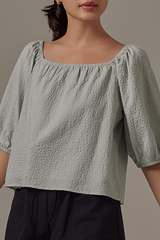 Dana Textured Blouse in Jade Green