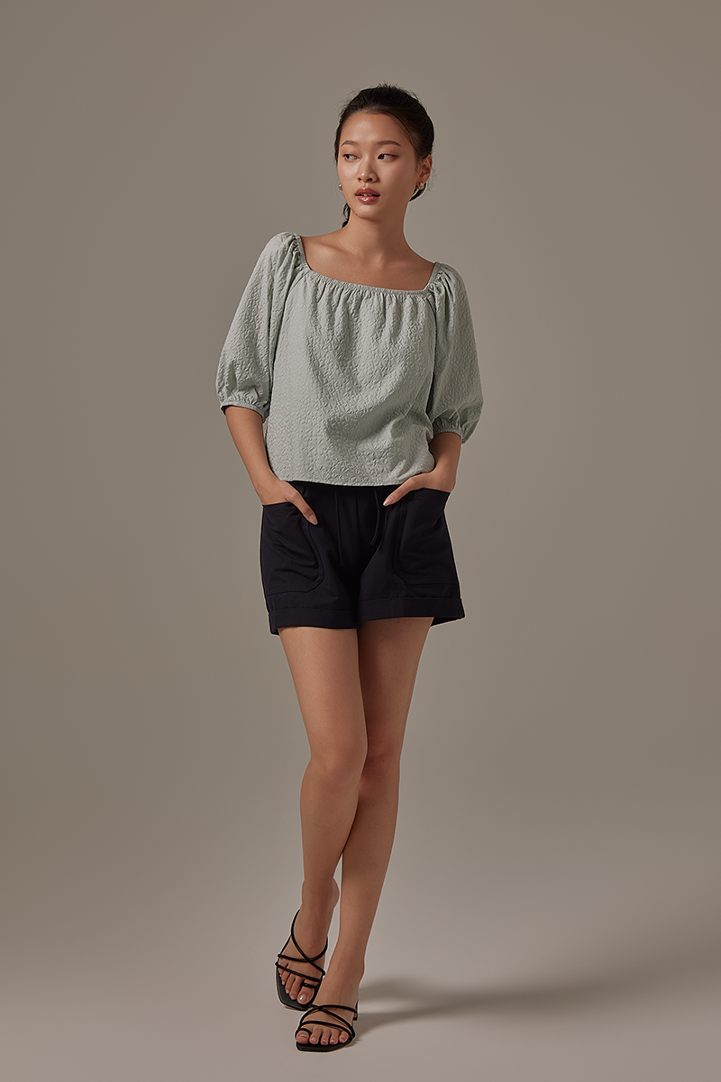 Dana Textured Blouse in Jade Green