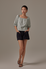 Dana Textured Blouse in Jade Green